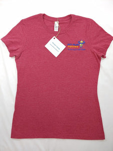 FIT FUN YOUNG WOMEN'S TEE W/ TAPERED SHORT SLEEVES - HEATHERED RED